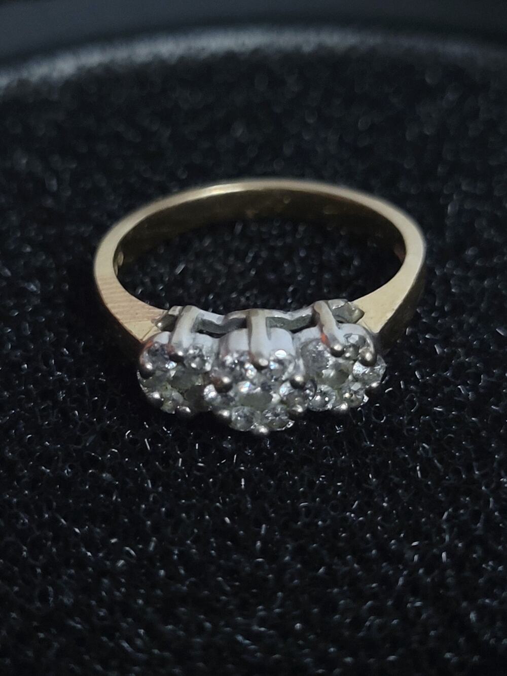 Size 7 14K Multi-Cluster Diamond Ring